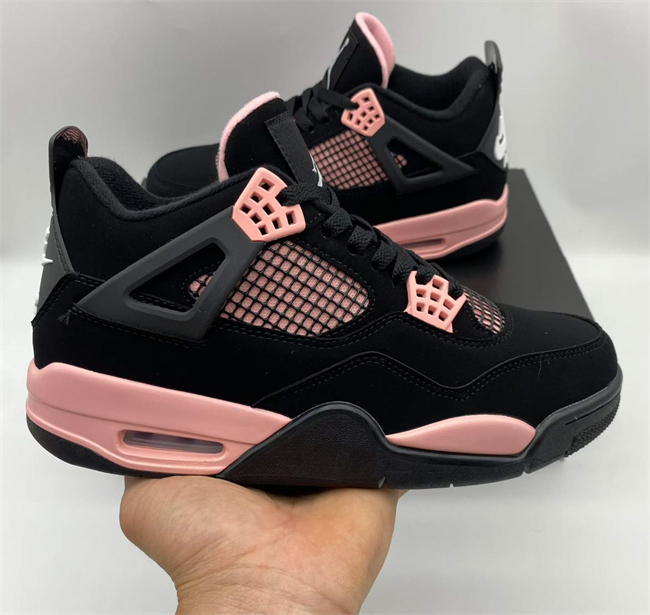 Women's Running weapon Jordan 4 Black/Pink Shoes 063